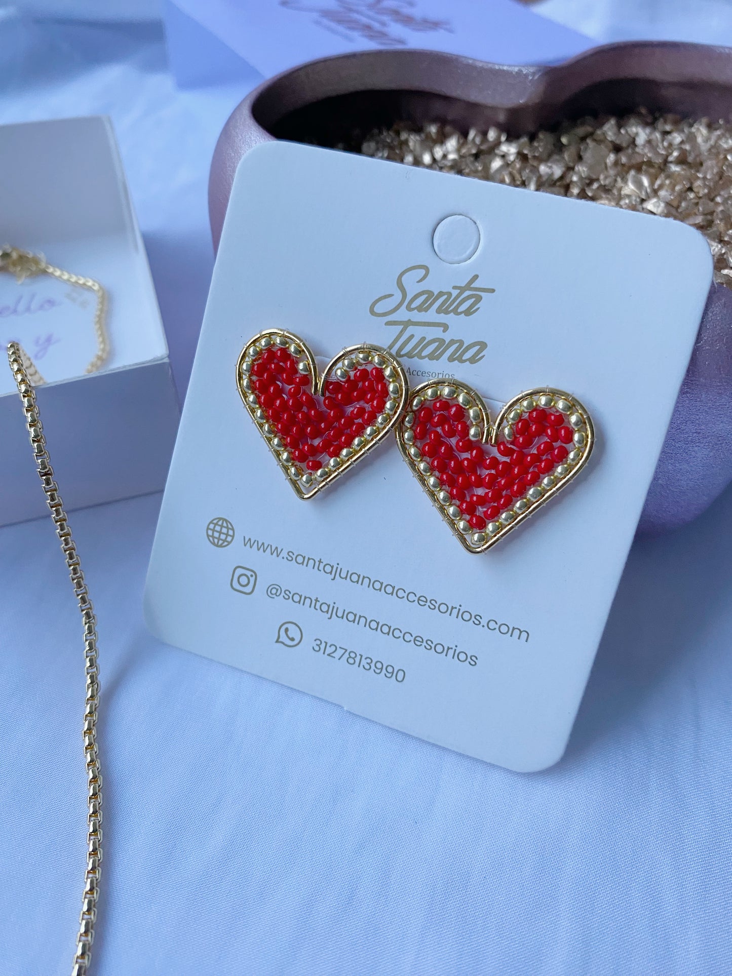 Aretes Corazón Rojo