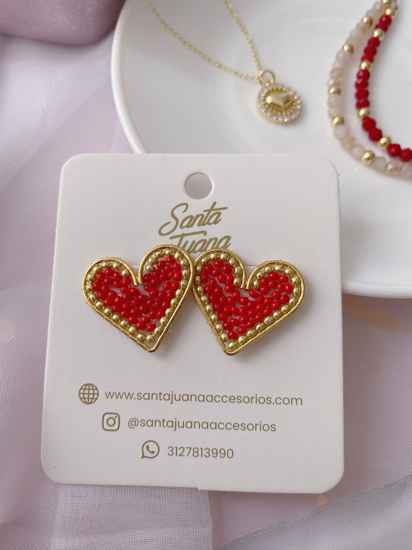 Aretes Corazón Rojo