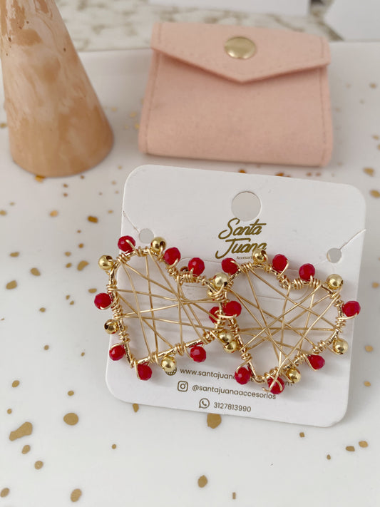 Topos Corazón Grande Tejido Rojo