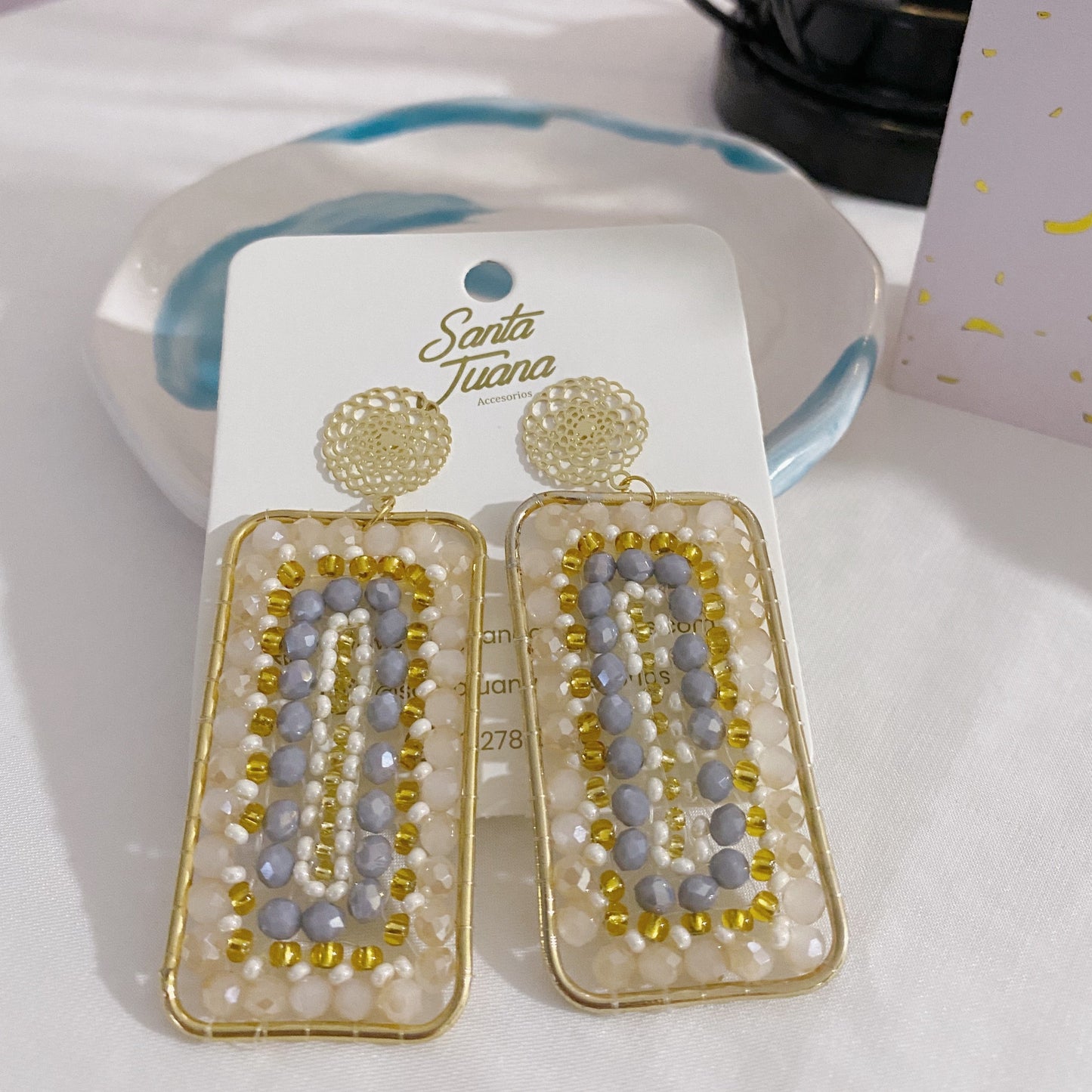 Aretes Tejidos Rectangular